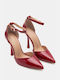 Spitze Pumps mit Riemen 4347505-rot