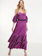 Dejavu Maxi Evening Dress Open Back purple