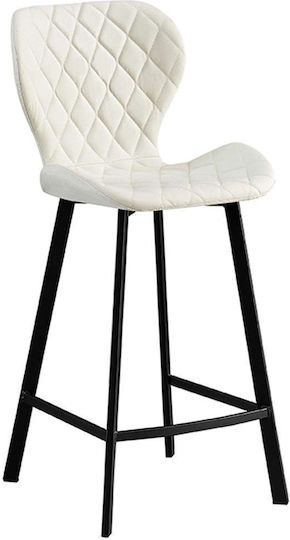 Табуретка Бар с гръбнак Текстил Martin Off White 2бр 48x46x65бр