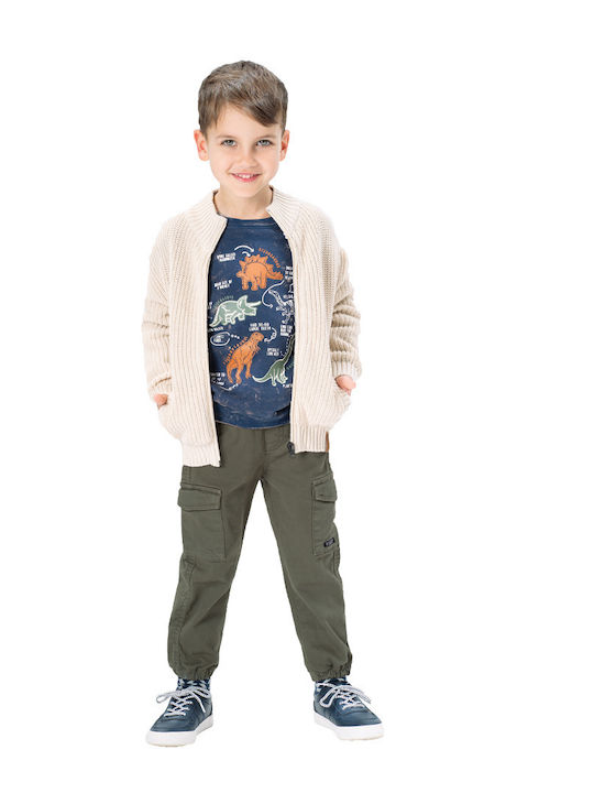 Pantaloni Cargo din Material Textil pentru Copii HAKI