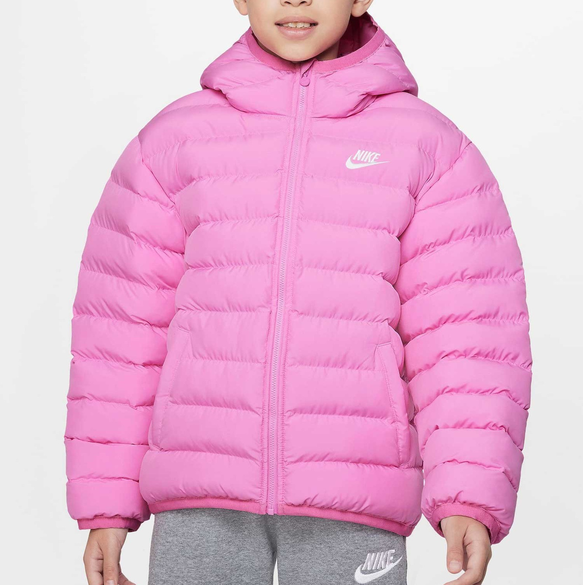 Nike Kids' Sports Jacket Short with Lining & Hood Pink Sportswear