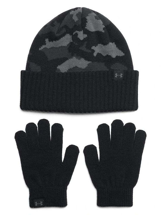 Under Armour Set Căciuliță Cu Mănuși Tricotată Neagră