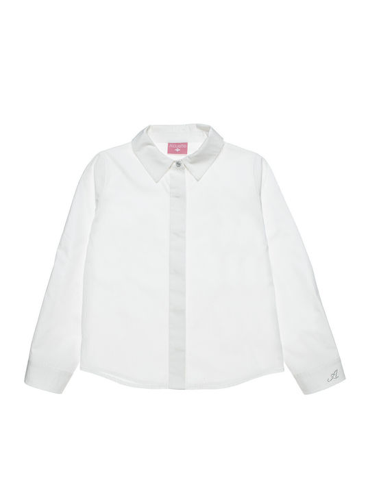 Kids One Color Shirt Long Sleeve White