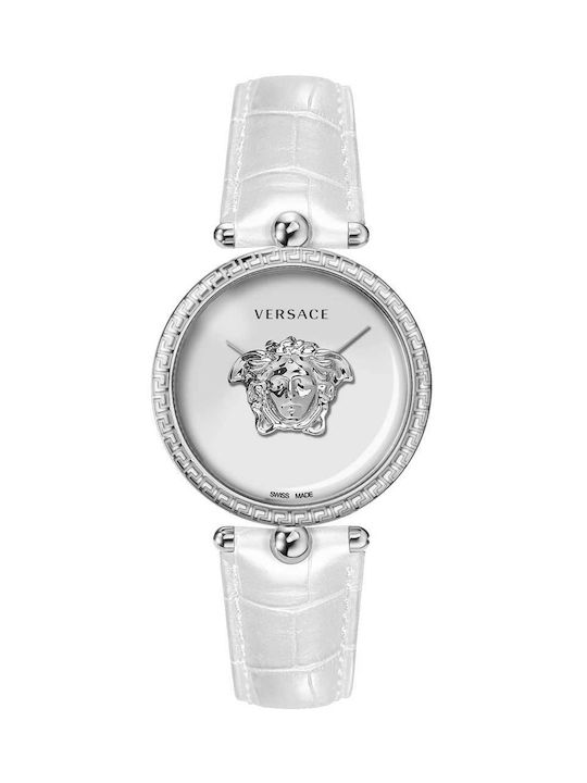 Versace Palazzo Watch with White Leather Strap