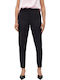 Women's Fabric Trousers Tapered Line Black