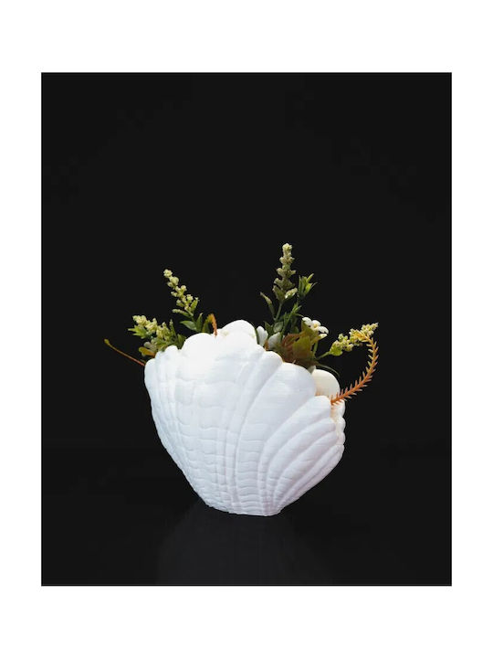 Διακοσμητικό Βάζο Kunststoff Shell Vase Weiß 12x8x16cm 1Stück