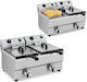 Friteuză electrică dublă comercială cu robinet 230 V 2 x 3000W 2 x 10 L