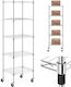 Wire Mesh Storage Rack On Wheels 5 Shelves Up To 50 Kg 60x45x186 Cm