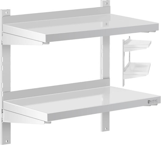 Double Wall-mounted Kitchen Shelf Adjustable Stainless Steel 60 X 30 Cm