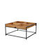 Square Central Combo Coffee Table Made of Solid Walnut Wood Brown Black W84xL80xH42cm