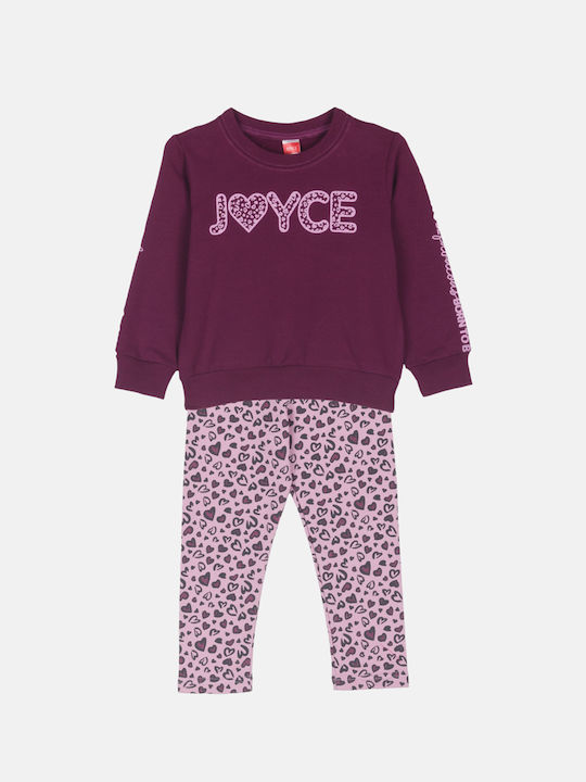 Joyce Kinder Set mit Leggings Winter 2Stück Purple