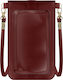 Crossbody-Handytasche Smartphone-Touch-Fenster Riemen 1,4m Burgunderrot