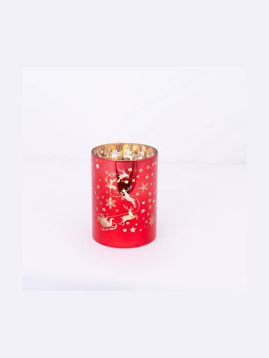 Glass Decorative Red Lighted Stars 9x12cm