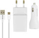 2.1a Charger Kit + 2.1 A Car Charger + 1m Usb Type C Cable White