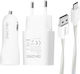 3 In 1 Pack 1x 2.1ac Charger + 2.1a Car Charger + Micro-usb Cable White