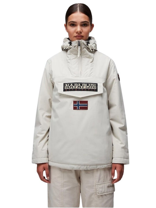 Rainforest Women's Short Lifestyle Jacket Waterproof and Windproof for Spring or Autumn with Hood Ecru