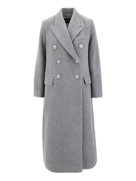 Emporio Armani Women's Wool Long Coat Misty Grey