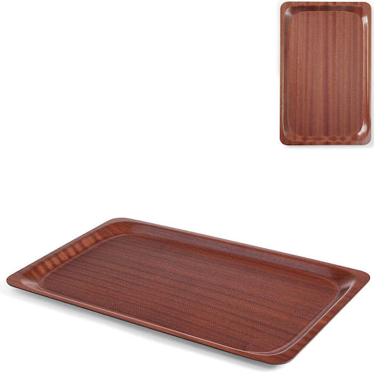 Hendi Wooden Rectangular Serving Tray Non-slip with Handles in Brown Color 33x43cm 1pcs