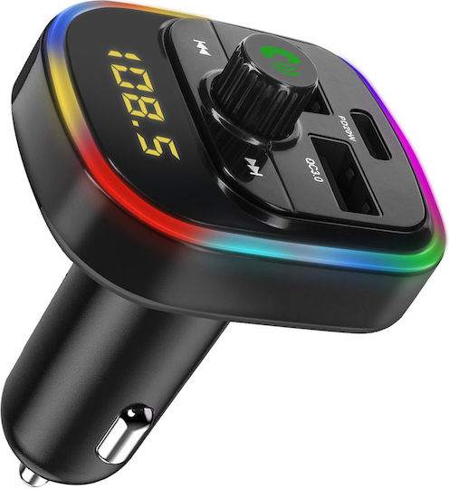 Avizar Bluetooth FM-Transmitter Auto Ladegerät USB QC 3.0 USB-C 20W C4 Schwarz