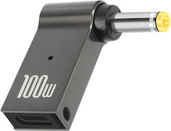 USB-C 100W Ladeadapter zu Lenovo 4.0 x 1.7mm Gelber Stecker Grau