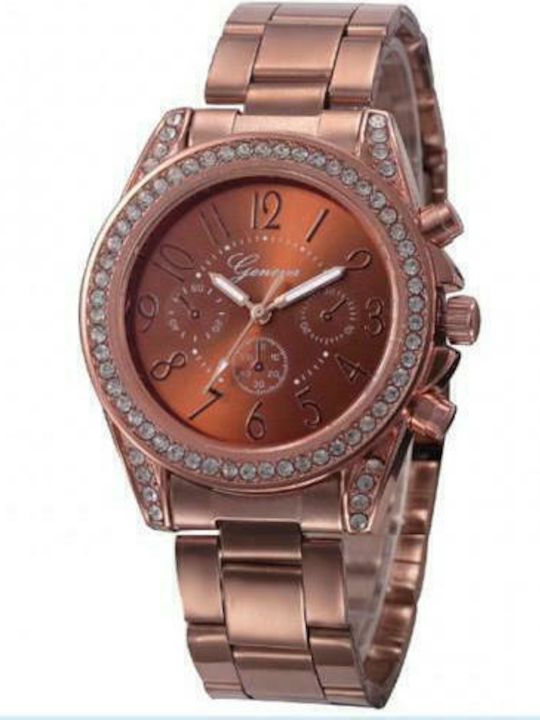 PS Silver Women's Watch with Pink Gold Metal Bracelet