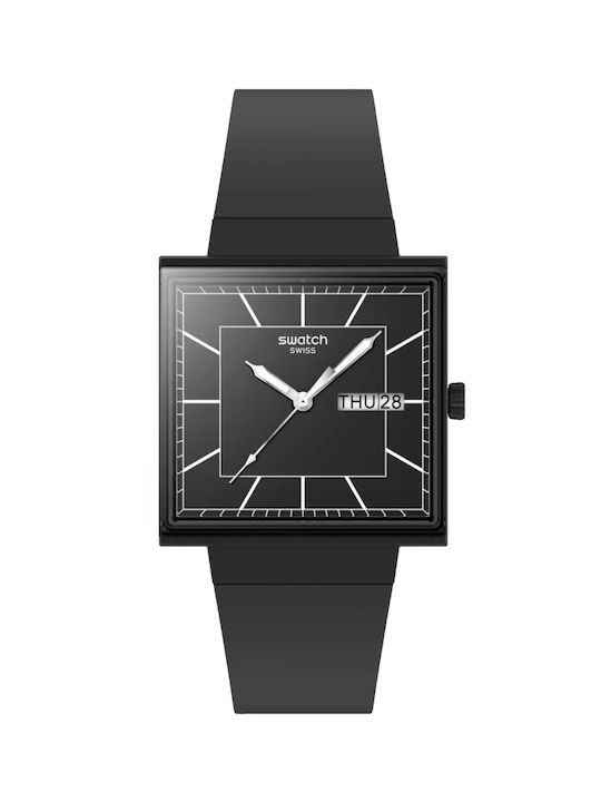 Swatch Watch with Black Rubber Strap