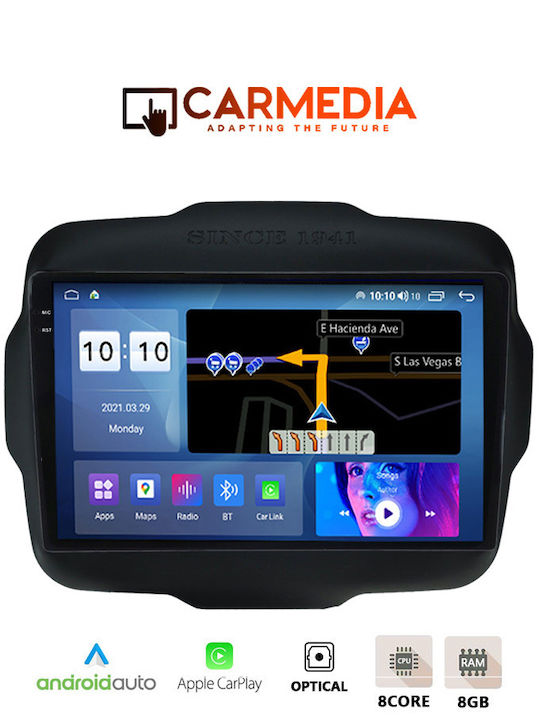 Carmedia Car Audio System for Jeep Renegade 2014+ (Bluetooth/USB/WiFi/GPS/Apple-Carplay/Android-Auto) with Touch Screen 9.5"