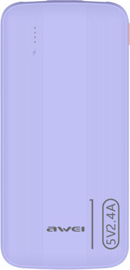 Awei P20K Power Bank 10000mAh с 2 USB-A порта и USB-C порт Лилав