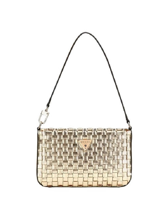 Guess Twiller Mini Top Zip Shoulder Τσαντα Γυναικεια Gold