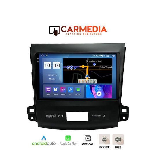 Carmedia Ηχοσύστημα Αυτοκινήτου για Peugeot 4007 Mitsubishi Outlander Citroen C-Crosser 2006-2012 (Bluetooth/USB/WiFi/GPS/Apple-Carplay/Android-Auto) με Οθόνη Αφής 9.5"