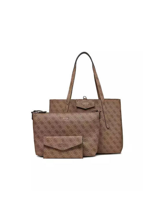 Guess Eco Brenton Tote Τσάντα Γυναικεία Latte Logo Gu0achwebg8390230000