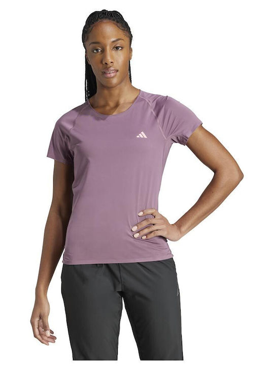 Adidas Adizero Damen Sportlich T-shirt Schnell trocknend mit Transparenz Lila