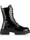 Women's Patent Leather Ankle Boots Black
