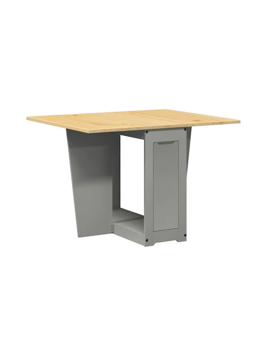 Table Dining Room Extendable Collapsible from Solid Wood Grey 42(+72)x92x75cm