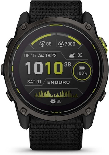 Garmin Enduro 3 Titanium 51mm Αδιάβροχο Smartwatch με Παλμογράφο (Μαύρο)