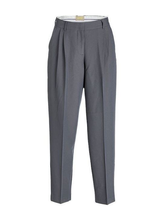 Jack & Jones Women's Fabric Trousers in Relaxed Fit Grey