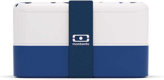 Monbento Graphic Plastic Lunch Box Blue with Compartments 500ml