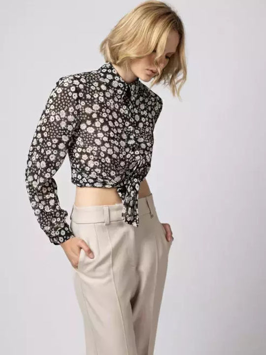 Women's Floral Long Sleeve Shirt Floral Print