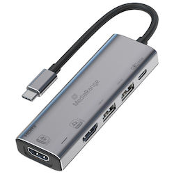 MediaRange USB-C Docking Station με HDMI 4K PD (MRCS511)