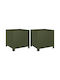 vidaXL Garden Set 2 Planters Metal Olive, Green