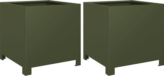 vidaXL Garten Set 2 Blumenkästen Metall Olive, Green