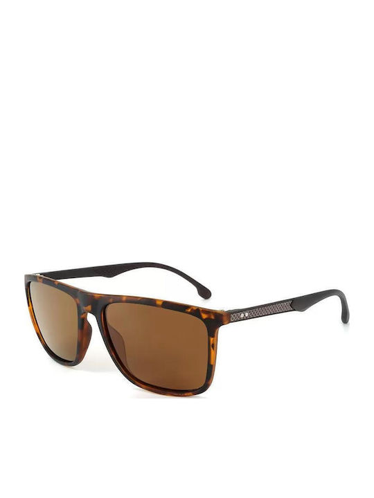 Polareye Men's Sunglasses with Brown Tartaruga Plastic Frame and Brown Polarized Lens