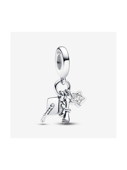 Pandora Charm with design Heart from Silver with Zircon