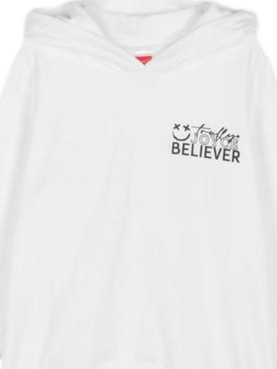 Kids Sweatshirt with Hood and Pockets White Trully Believer