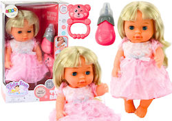 Doll Light Pink Dress Peeing Bottle Rattle Sounds 28 εκ.