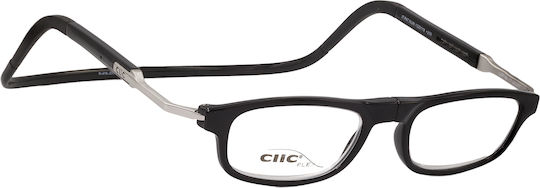 Clic Reading Glasses +1.00 with Magnet in Black color FLEXRECTANG100