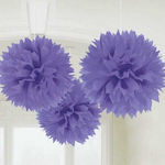 Purple Decorative Pom Poms 3 Pcs