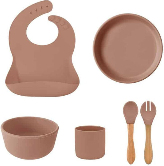 Minikoioi Feeding Set Blw Iii made of Silicone Brown Woody Brown 6pcs