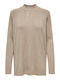 Only Women's Long Sleeve Sweater Turtleneck Striped Beige