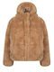 Puffer Jacket High Pile Κοντή Γυναικεία Γούνα Καφέ